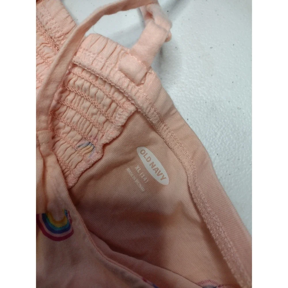 Old Navy Girls‎ XL Peach Rainbow Print Cotton Fit Flare Sundress Spaghetti Strap